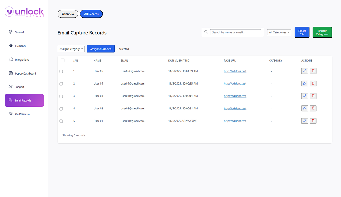 Email Capture Addon for Elementor