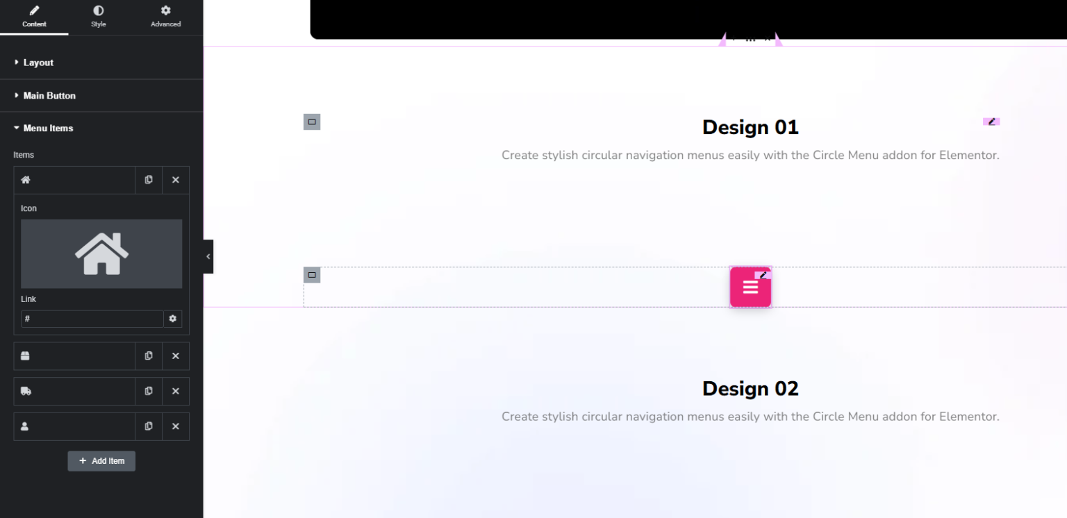 Circle Menu Widget for Elementor | Unlock Addons