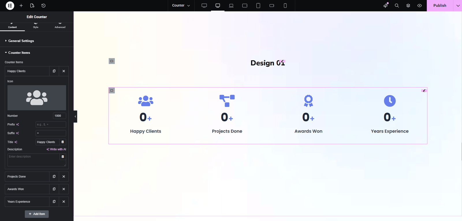 counter widget for elementor