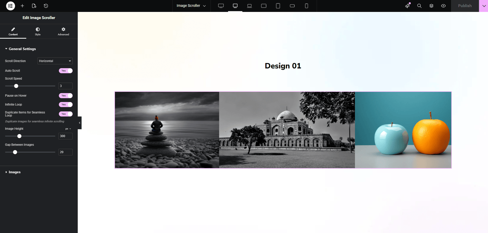 image scroller widget