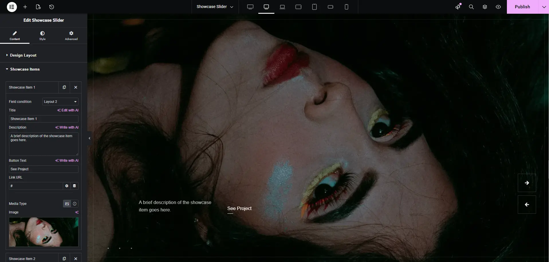 showcase slider widget
