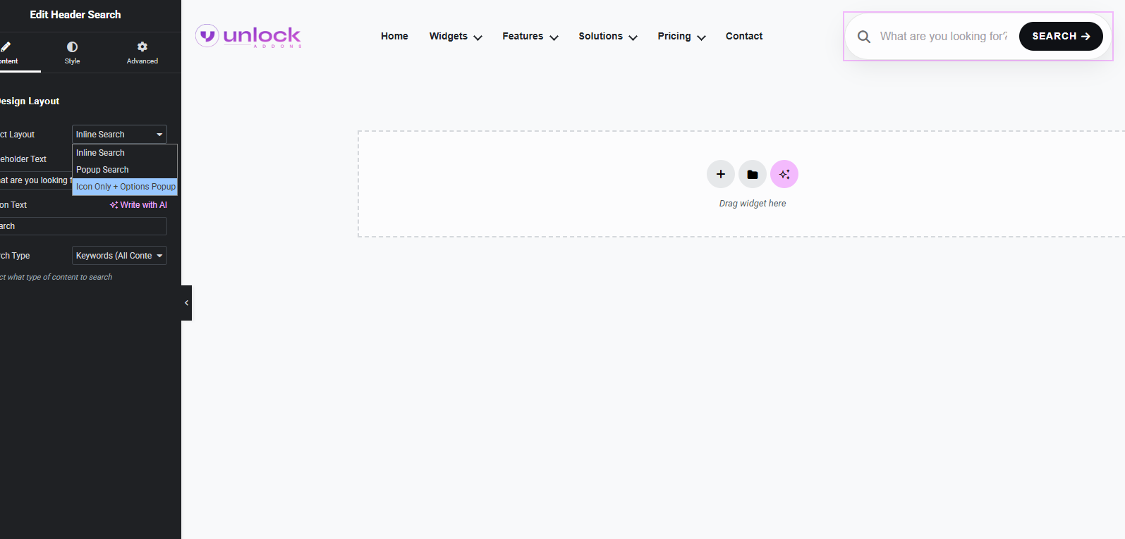 Header Search