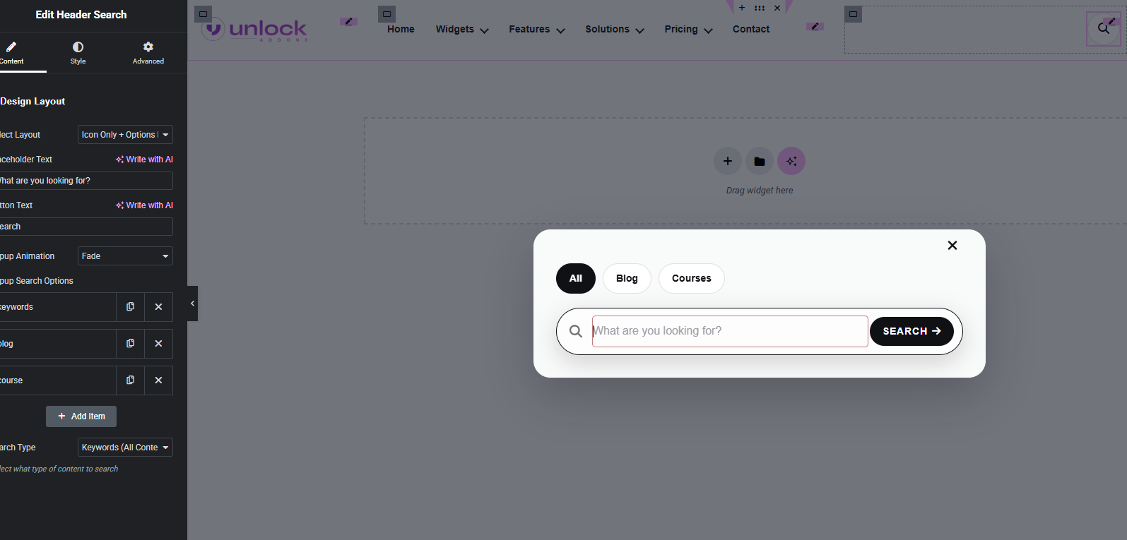 Header Search