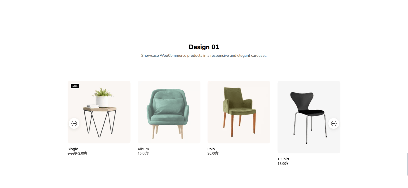 Products Carousel widget