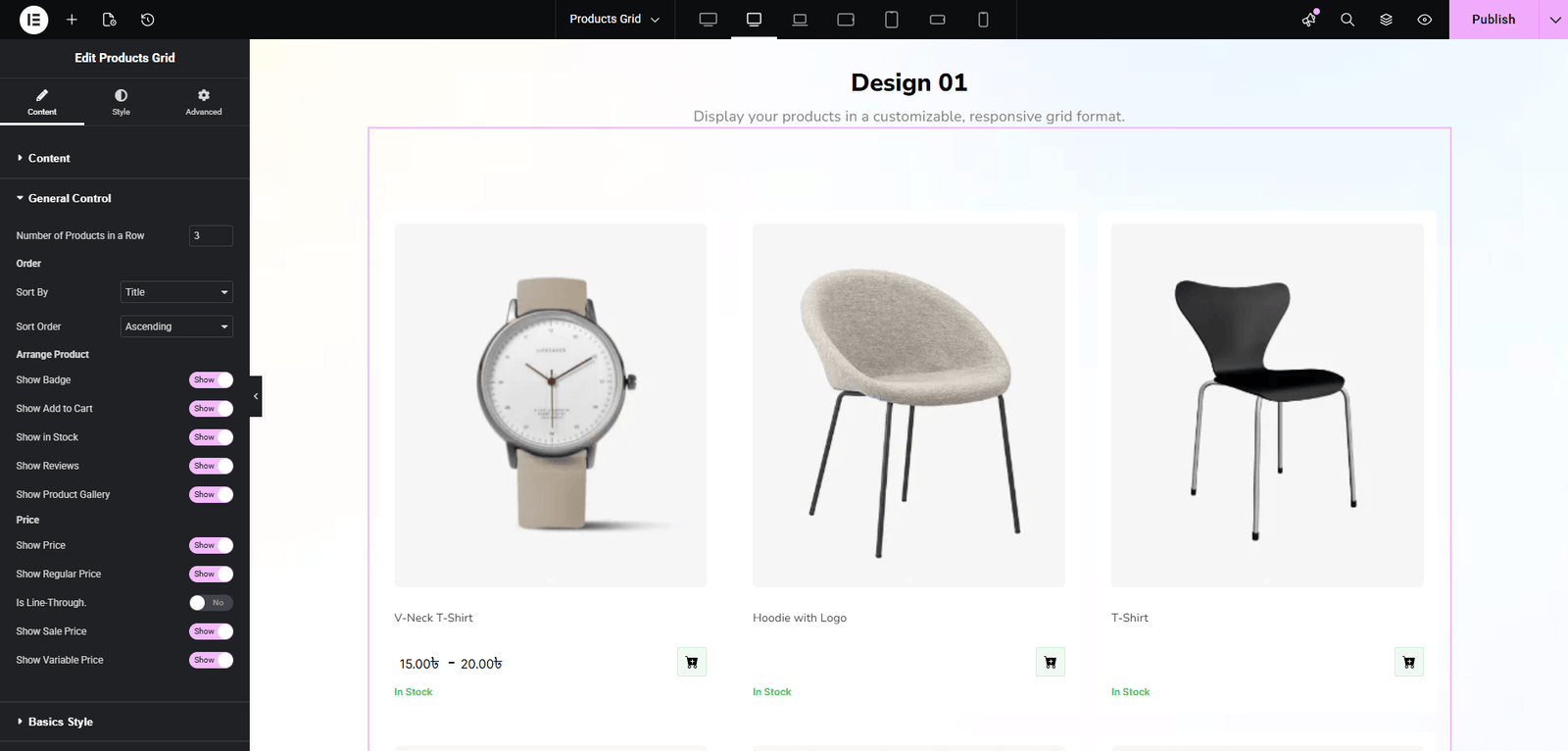 Products Grid Widget