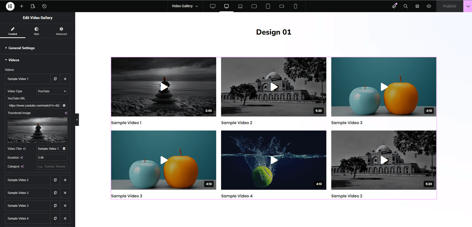 video gallery widget